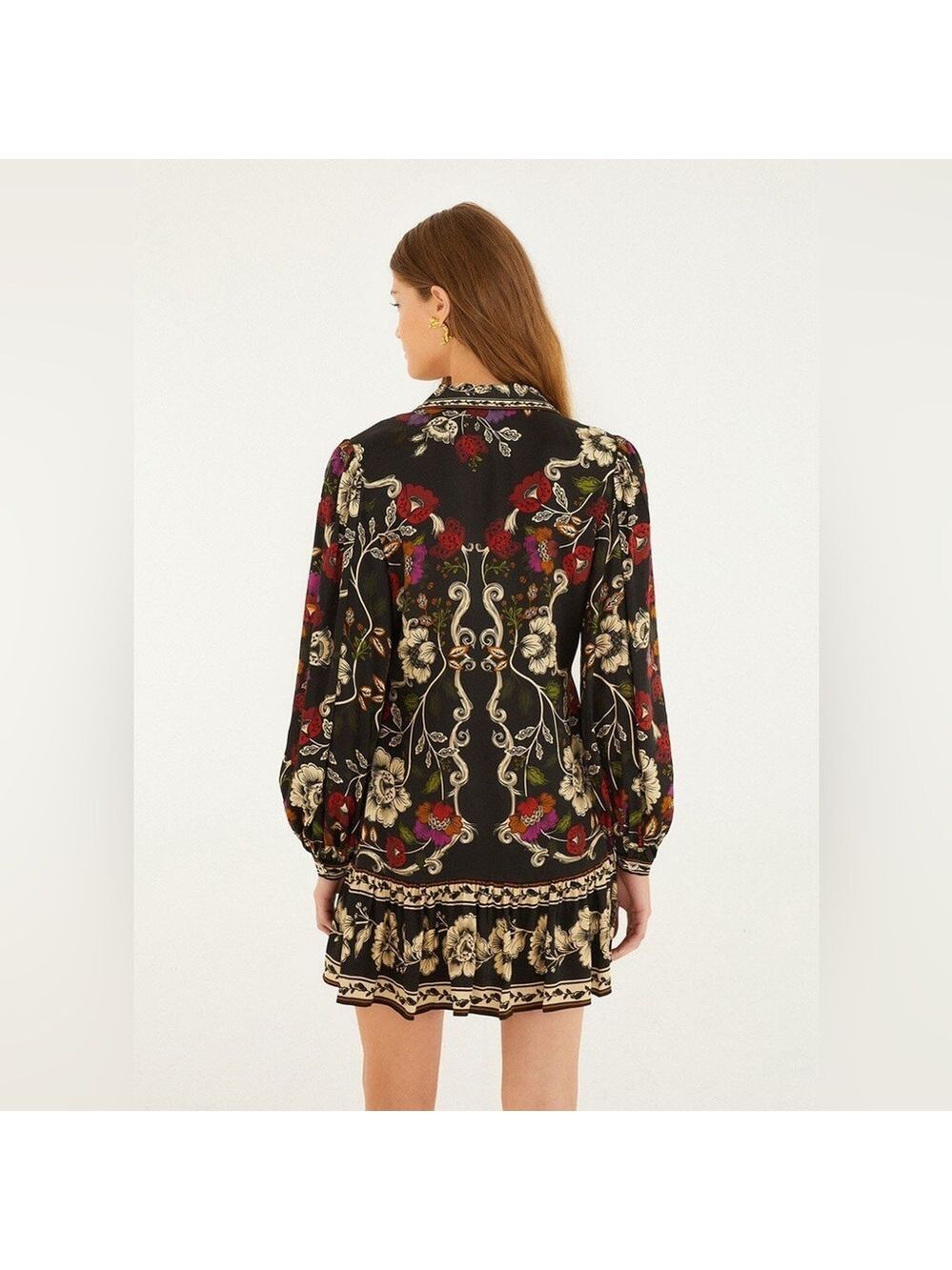 Farm Rio Black Rococo Flowers Mini Dress - Picture 6 of 8